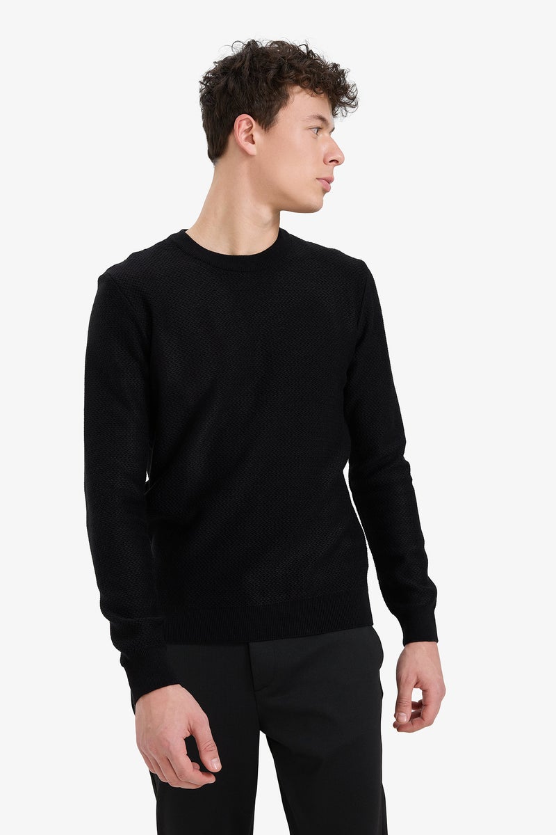 DeFacto Black Man Standard Fit Crew Neck Knitwear Pullover Casual - Image 3